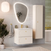 Ensemble meuble simple vasque encastrée 60cm et colonne Sanae Beige sable