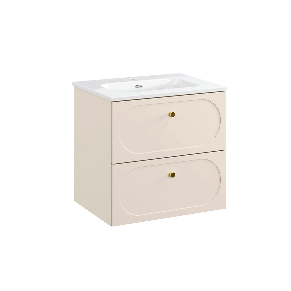 Meuble simple vasque encastrée 60cm Sanae Beige sable