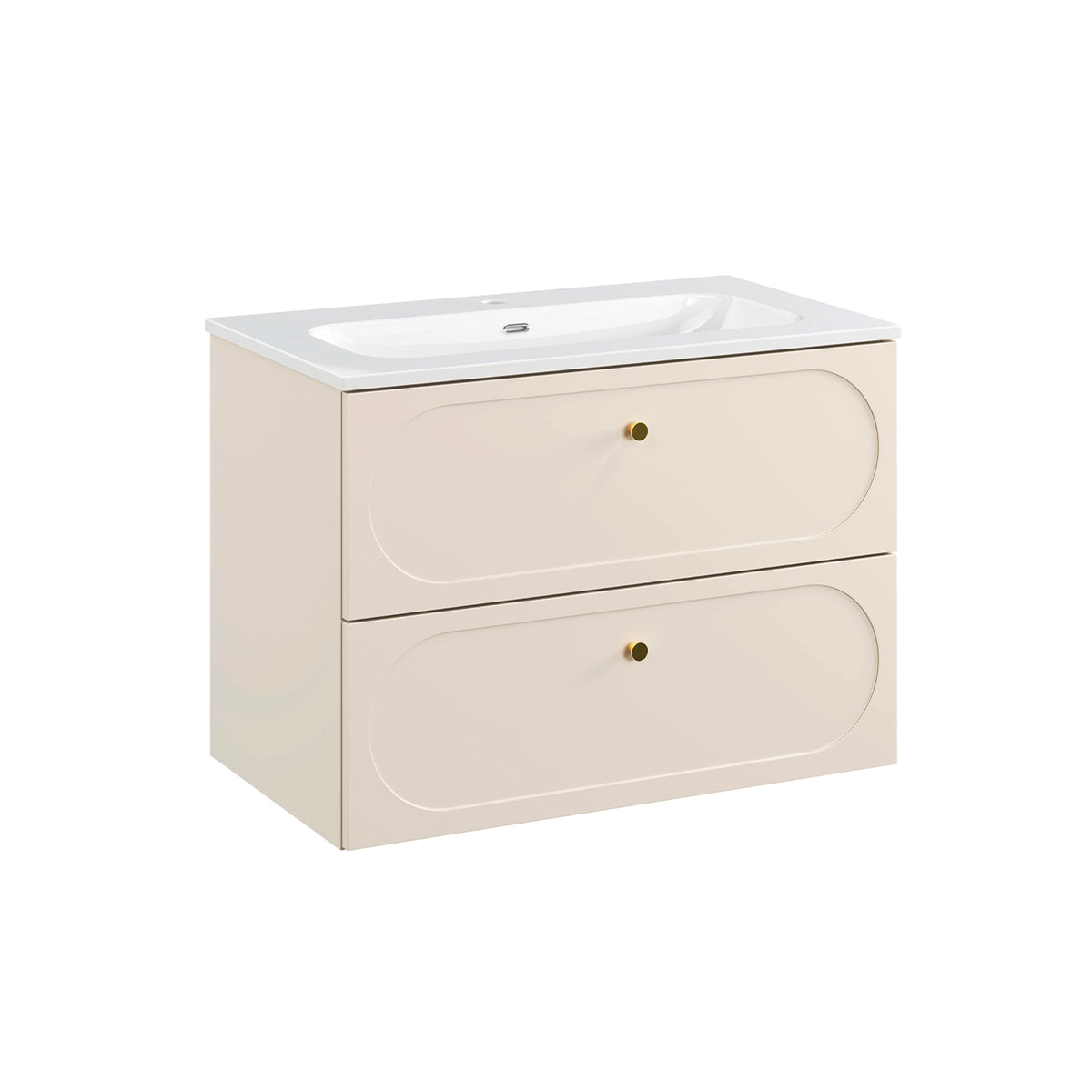 Meuble simple vasque encastrée 80cm Sanae Beige sable
