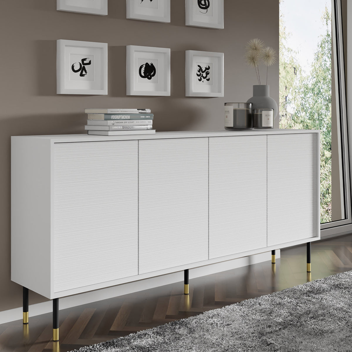 Buffet 4 portes Rani Blanc - vue 3