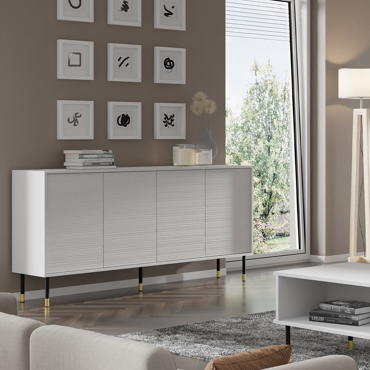 Buffet 4 portes Rani Blanc - vue 5