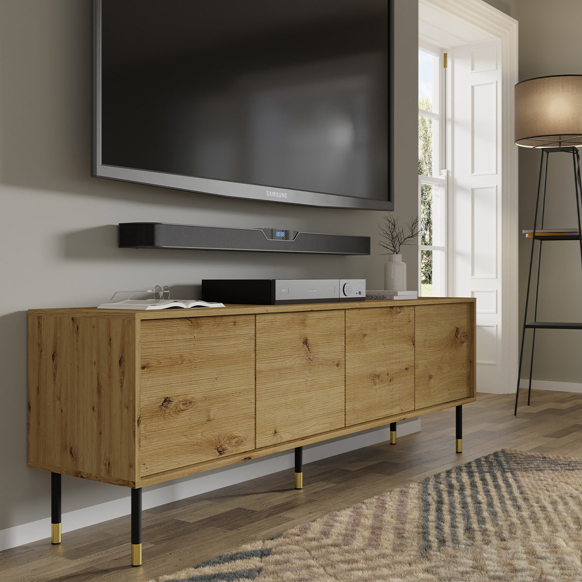 Meuble TV 4 portes 180 cm Rani Bois - vue 5