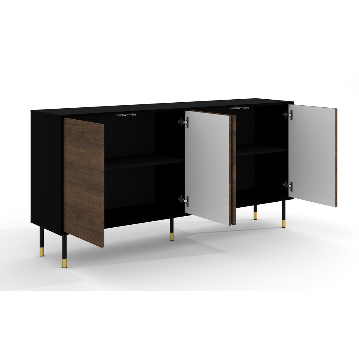 Buffet 4 portes Rani Bois et Noir - vue 2
