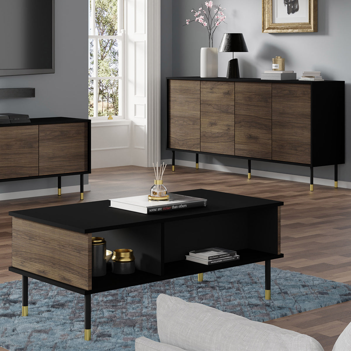 Table basse 110 cm Rani Bois et Noir - vue 4