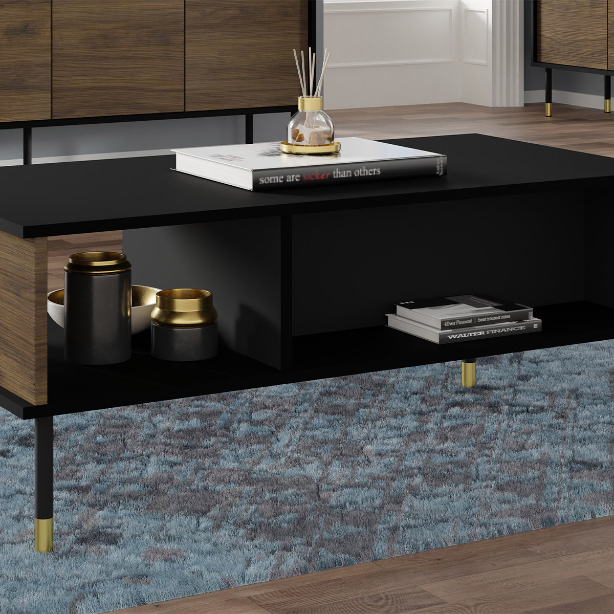 Table basse 110 cm Rani Bois et Noir - vue 2