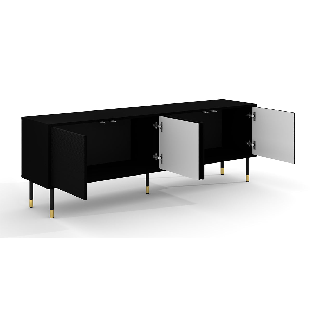 Meuble TV 4 portes 180 cm Rani Noir - vue 2