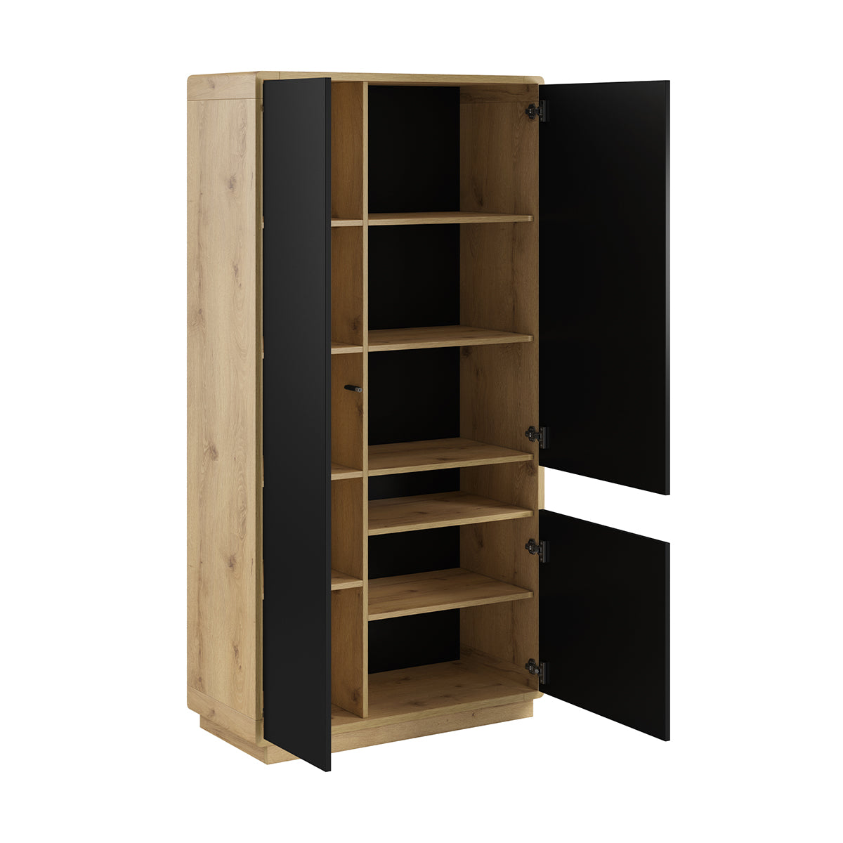 Armoire 3 portes Raven Noir et Bois - vue 3