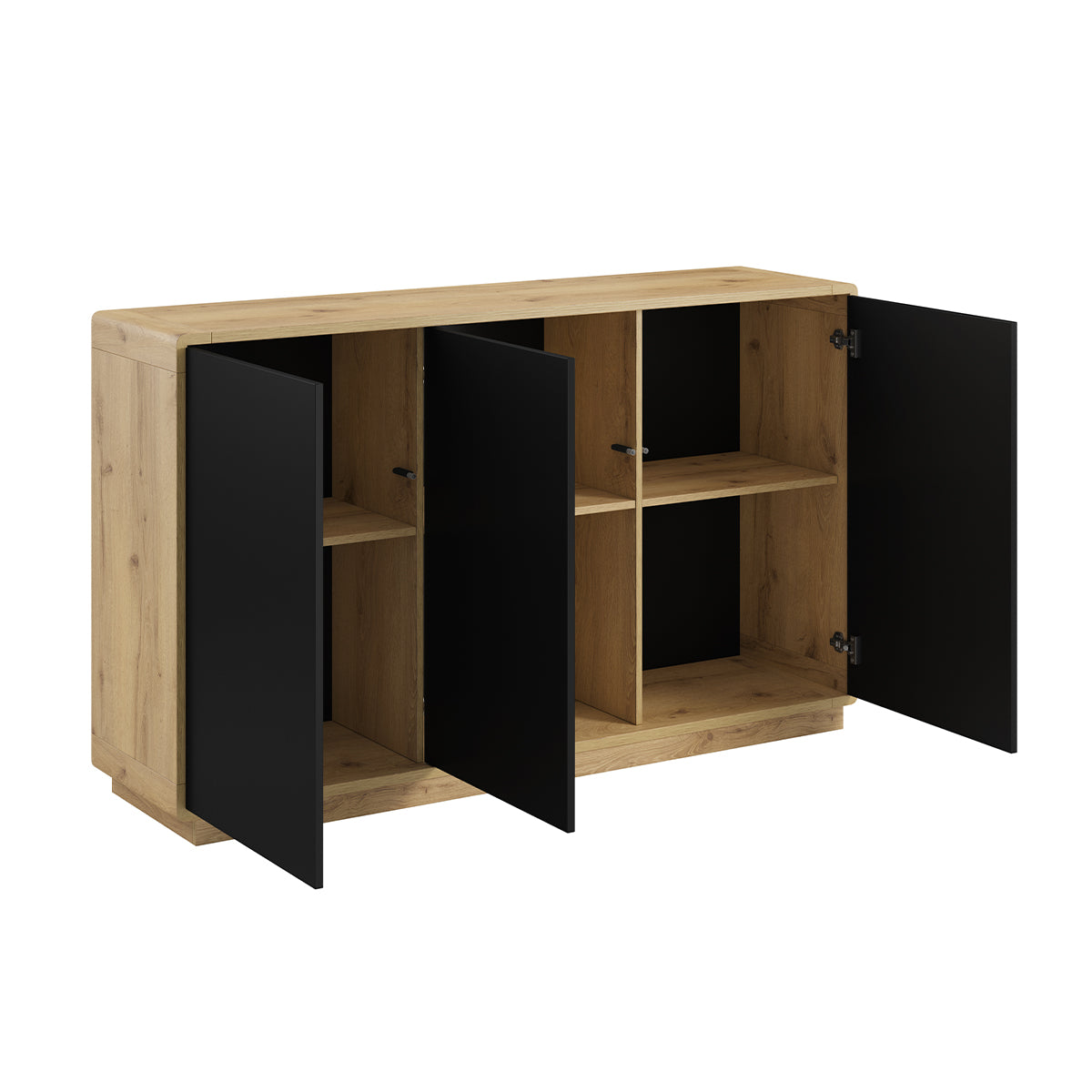 Buffet 3 portes Raven Noir et Bois - vue 3