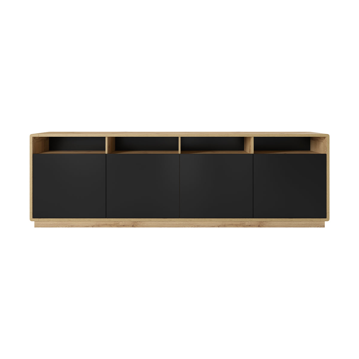 Buffet 4 portes Raven Noir et Bois - vue 2