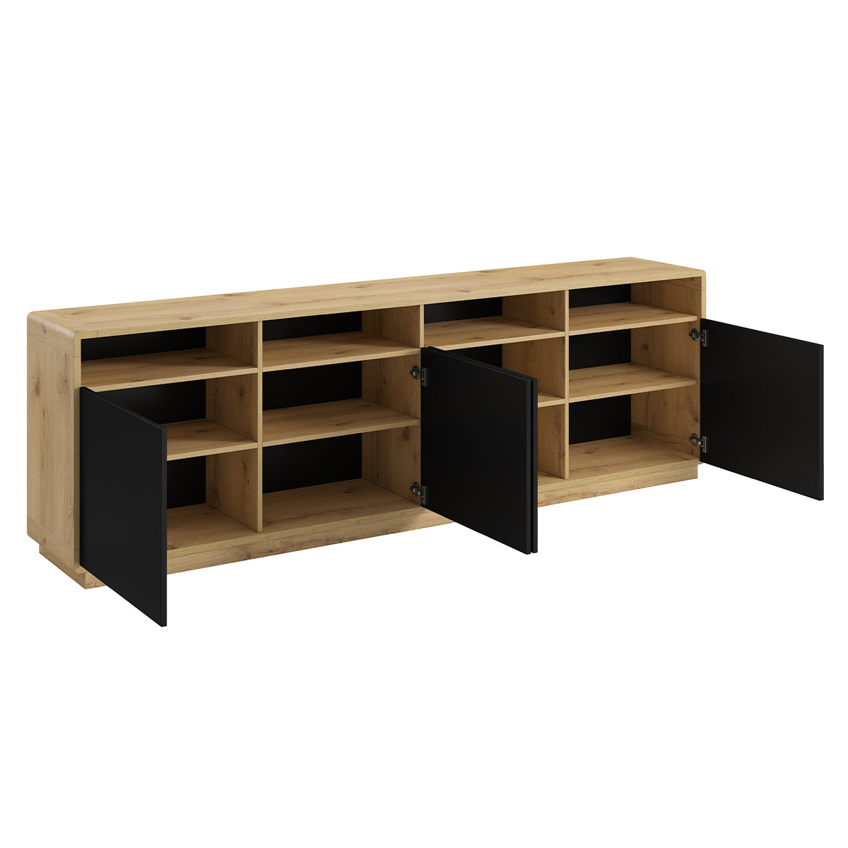 Buffet 4 portes Raven Noir et Bois - vue 3