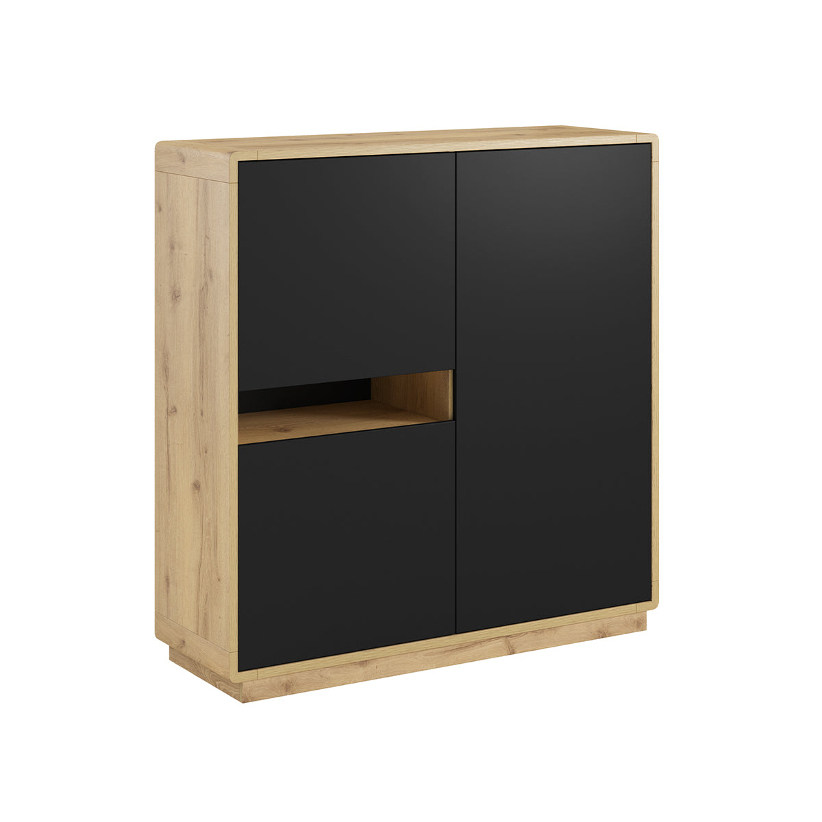 Buffet haut 3 portes Raven Noir et Bois