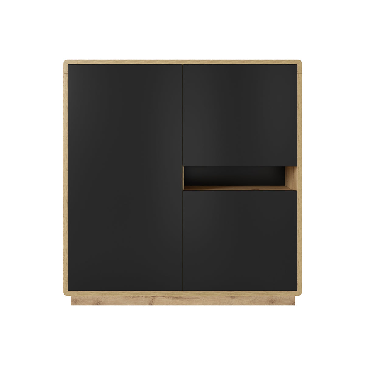 Buffet haut 3 portes Raven Noir et Bois - vue 2