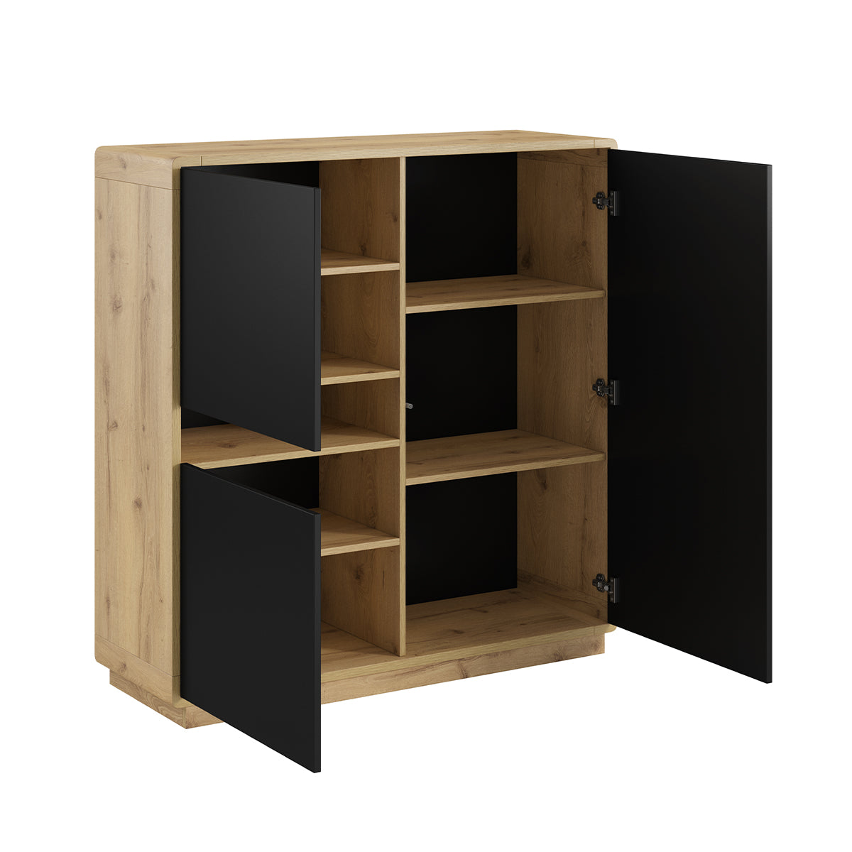 Buffet haut 3 portes Raven Noir et Bois - vue 3