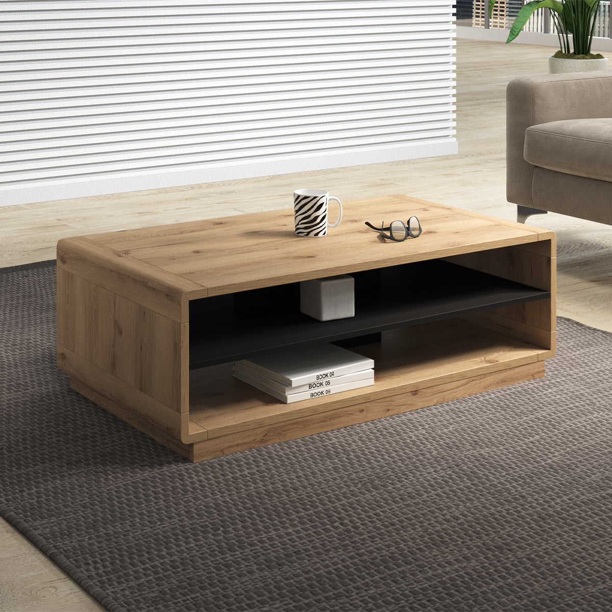 Table basse Raven Noir et Bois - vue 3