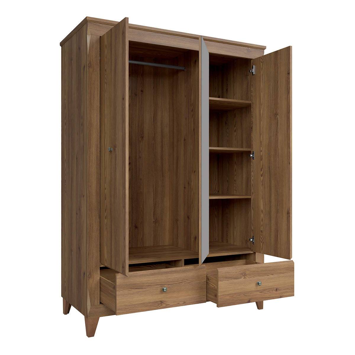 Armoire 3 portes 2 tiroirs Raya Bois - vue 2