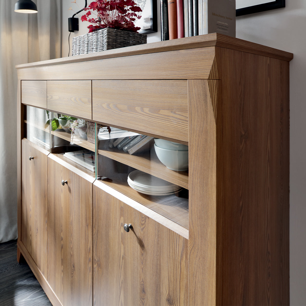 Vaisselier bas 3 portes Raya Bois - vue 4
