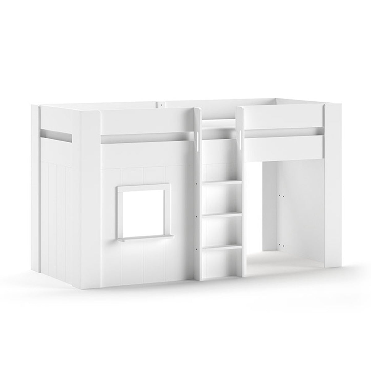Lit cabane mi-hauteur 90x200 sommier inclus Vipack Reno Blanc - vue 2