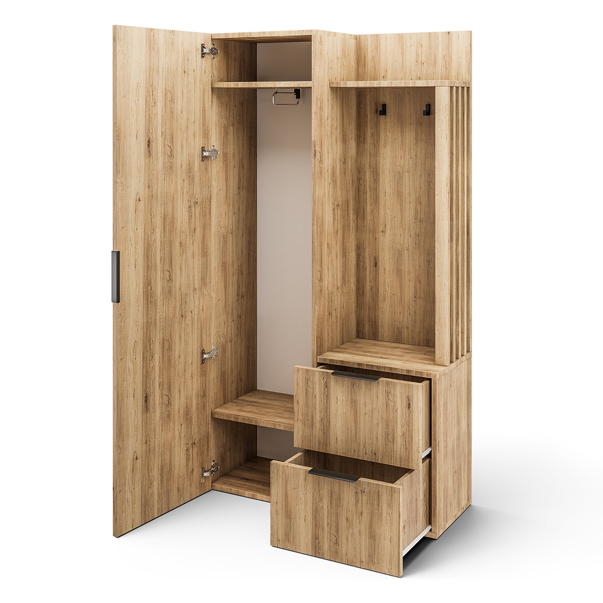 Meuble d'entrée 1 porte 2 tiroirs Rony Bois - vue 4