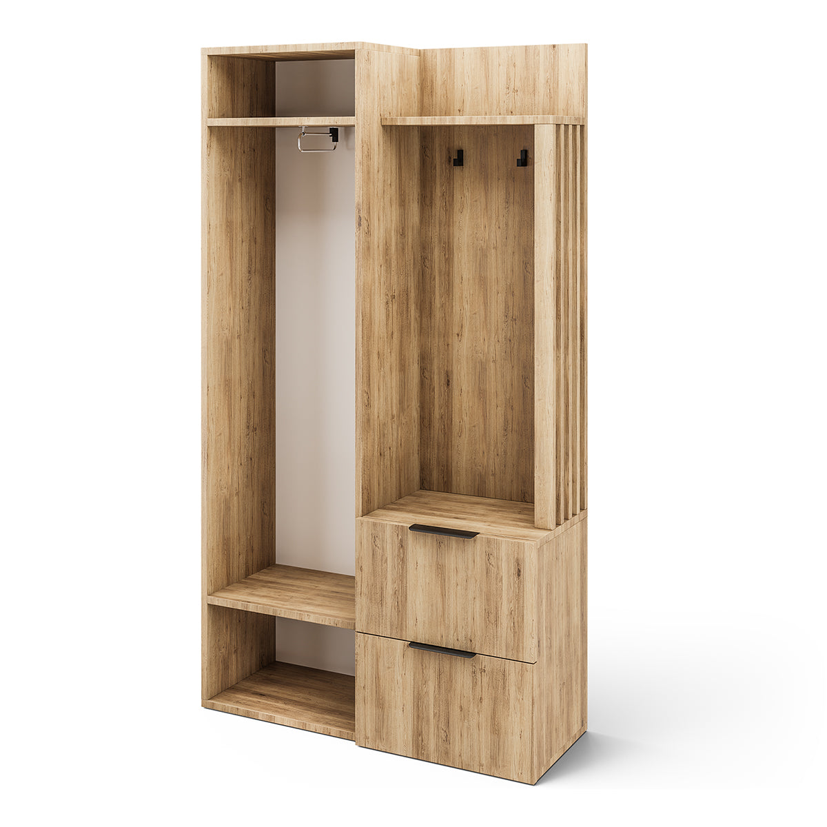 Meuble d'entrée 1 porte 2 tiroirs Rony Bois - vue 5