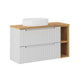 Meuble simple vasque 100cm 2 tiroirs 2 niches Riva Blanc et Bois