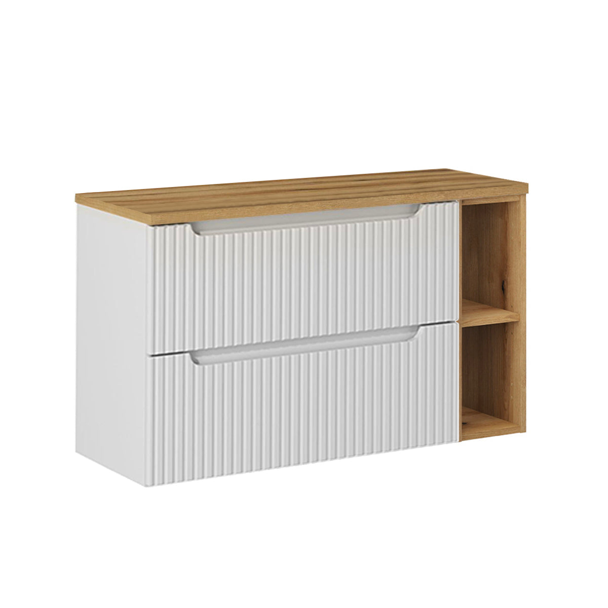 Meuble sous-vasque 100cm 2 tiroirs 2 niches Riva Blanc et Bois