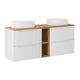 Meuble double vasque 140cm 4 tiroirs 2 niches Riva Blanc et Bois
