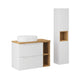 Ensemble meuble simple vasque 80cm 2 tiroirs 2 niches et colonne Riva Blanc et Bois