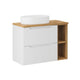 Meuble simple vasque 80cm 2 tiroirs 2 niches Riva Blanc et Bois