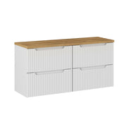 Meuble sous-vasque 120cm 4 tiroirs plan de toilette Riva Blanc et Bois