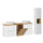 Ensemble meuble double vasque 160cm panier à linge et colonne Riva Blanc et Bois