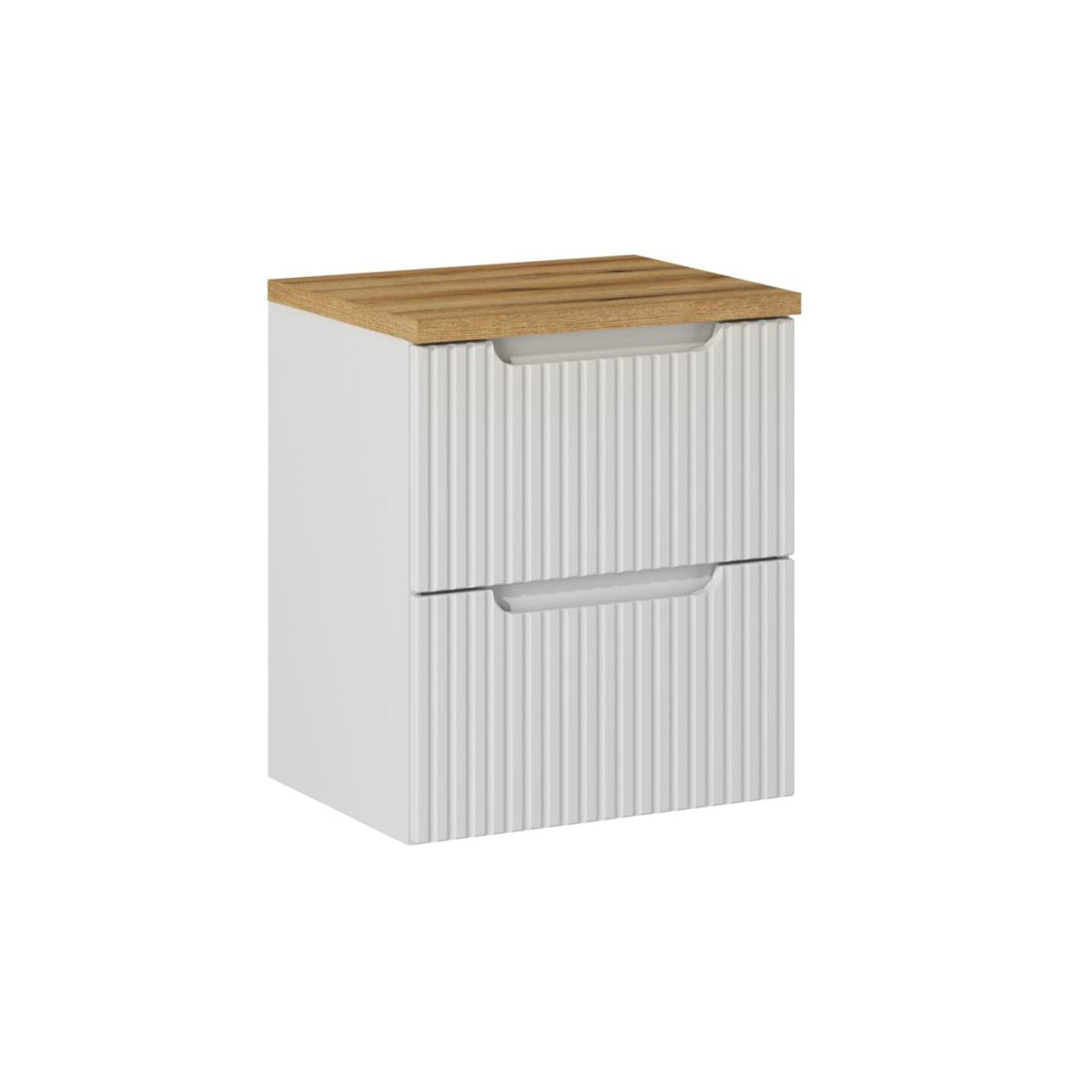 Meuble sous-vasque 50cm 2 tiroirs plan de toilette Riva Blanc et Bois