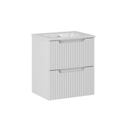 Meuble simple vasque encastrée 50cm 2 tiroirs Riva Blanc