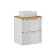 Meuble simple vasque 50cm 2 tiroirs Riva Blanc et Bois