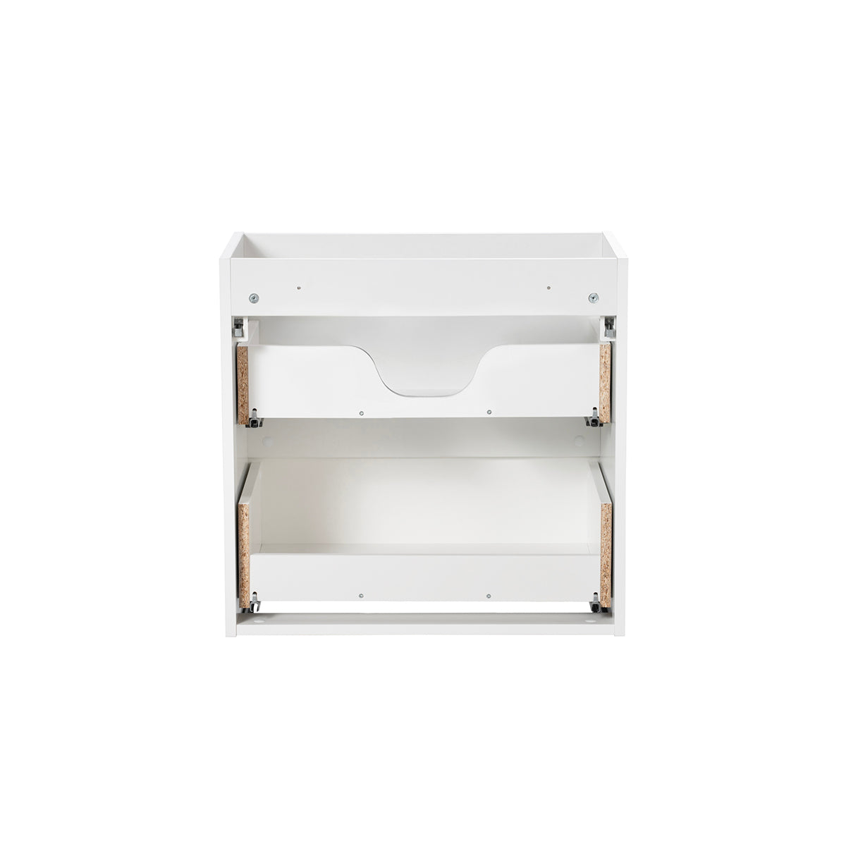 Meuble simple vasque 80cm 2 tiroirs 2 niches Riva Blanc et Bois - vue 3