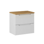 Meuble sous-vasque 60cm 2 tiroirs plan de toilette Riva Blanc et Bois