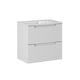 Meuble simple vasque encastrée 60cm 2 tiroirs Riva Blanc
