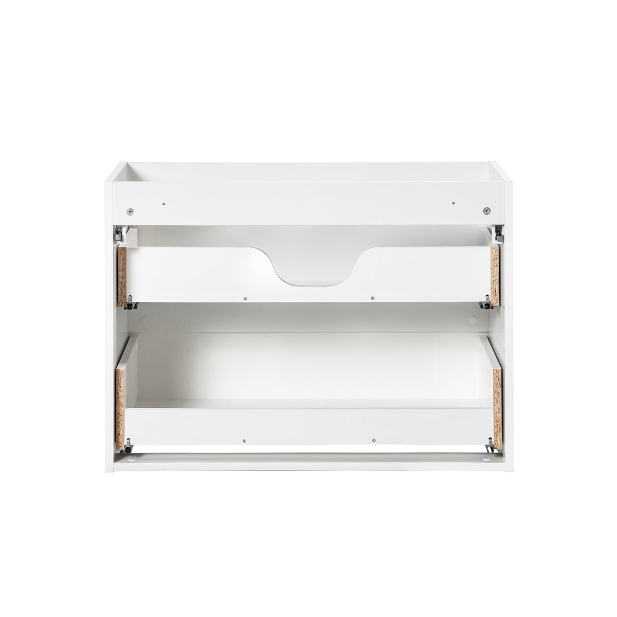 Meuble simple vasque 100cm 2 tiroirs 2 niches Riva Blanc et Bois - vue 3