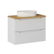 Meuble simple vasque 80cm 2 tiroirs Riva Blanc et Bois