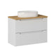 Meuble simple vasque 80cm 2 tiroirs Riva Blanc et Bois