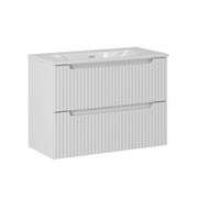 Meuble simple vasque encastrée 80cm 2 tiroirs Riva Blanc