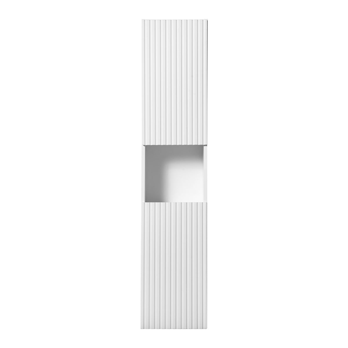 Colonne murale 2 portes 1 niche Riva Blanc et Bois - vue 3