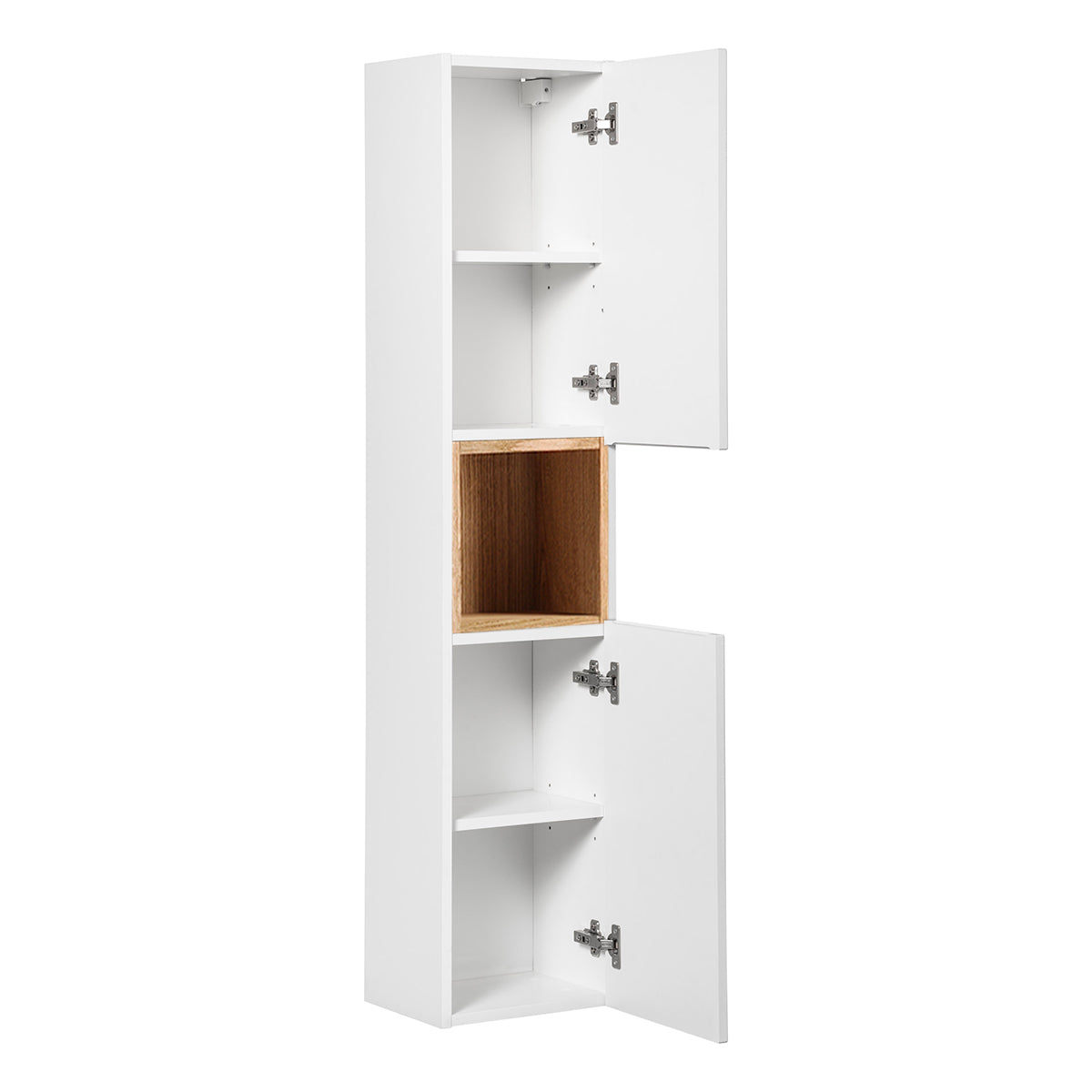 Ensemble meuble double vasque 120cm 4 tiroirs et colonne Riva Blanc et Bois - vue 5