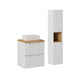 Ensemble meuble simple vasque 50cm 2 tiroirs et colonne Riva Blanc et Bois