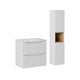 Ensemble meuble simple vasque encastrée 60cm 2 tiroirs et colonne Riva Blanc et Bois