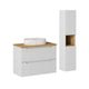 Ensemble meuble simple vasque 80cm 2 tiroirs et colonne Riva Blanc et Bois
