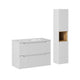 Ensemble meuble simple vasque encastrée 80cm 2 tiroirs et colonne Riva Blanc et Bois