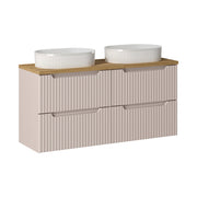 Meuble double vasque 120cm 4 tiroirs Riva Cachemire et Bois