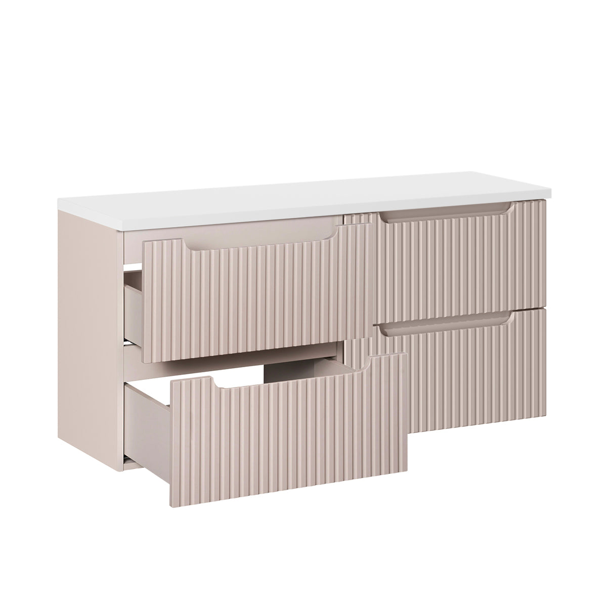 Meuble sous-vasque 120cm 4 tiroirs plan de toilette Riva Cachemire et Blanc - vue 2