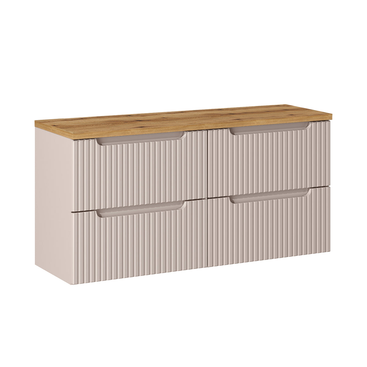 Meuble sous-vasque 120cm 4 tiroirs plan de toilette Riva Cachemire et Bois
