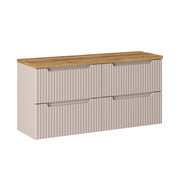 Meuble sous-vasque 120cm 4 tiroirs plan de toilette Riva Cachemire et Bois